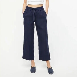 J. Crew Linen Pants Blue Womens 12 Casual Lightweight Nautical Coastal Preppy